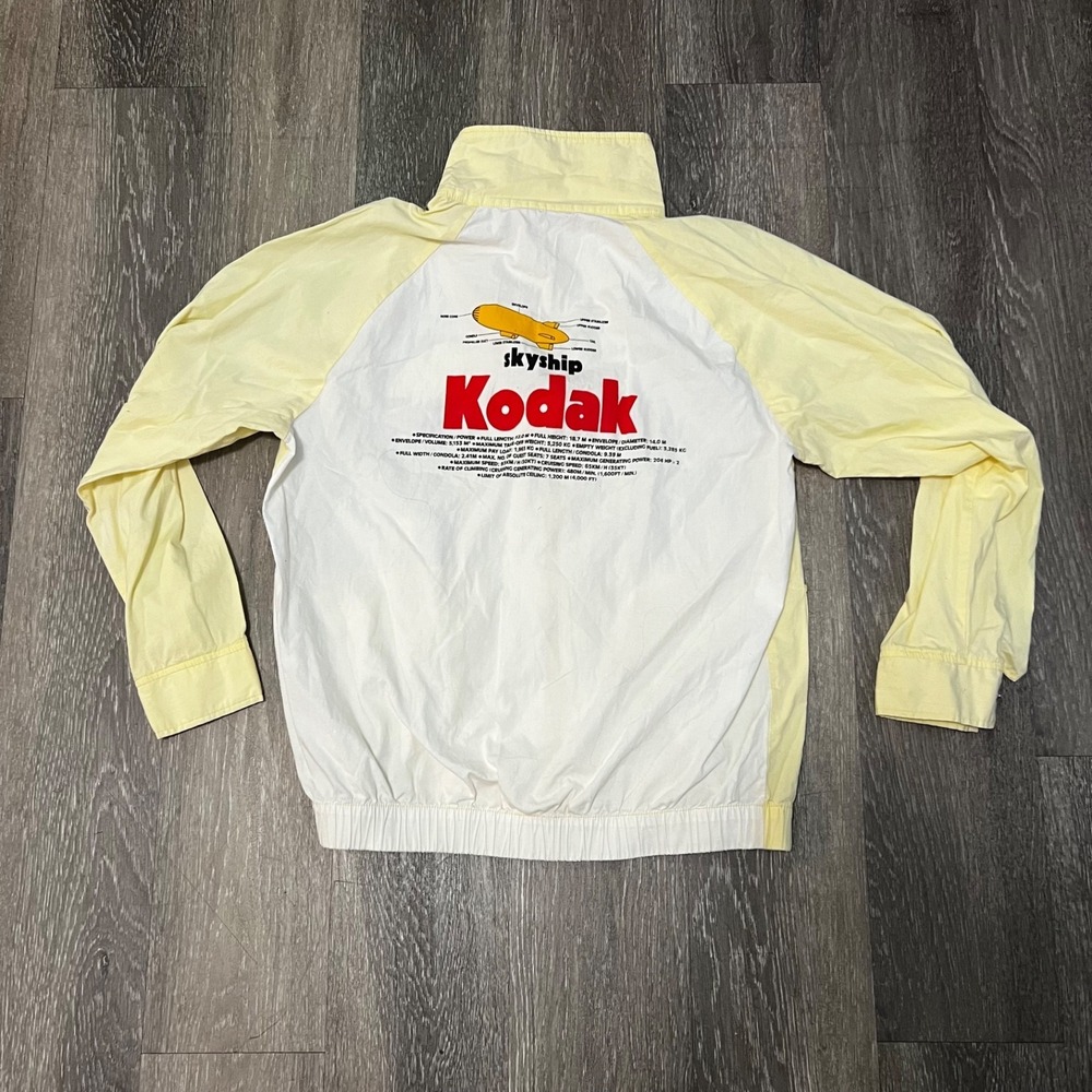 Vintage 90s Kodak Windbreaker Jacket Yellow Skyship Full Zip Lightweight Large